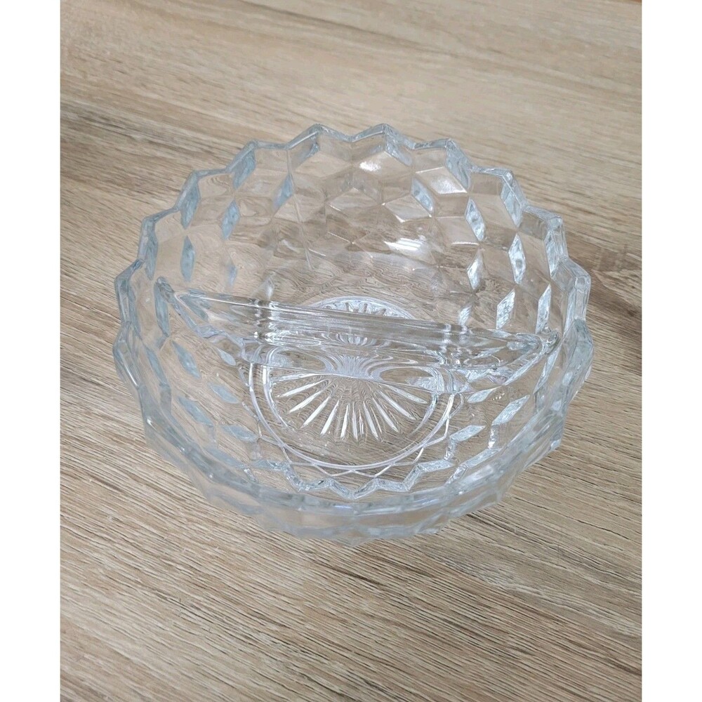 Fostoria Cubist Style Divided Bowl  Serving Dish 5 In Vintage